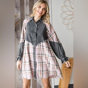 #117 New! Plaid Oversized Denim Dress